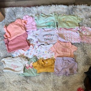 6-9 months babygirls onesies and a pair of shorts